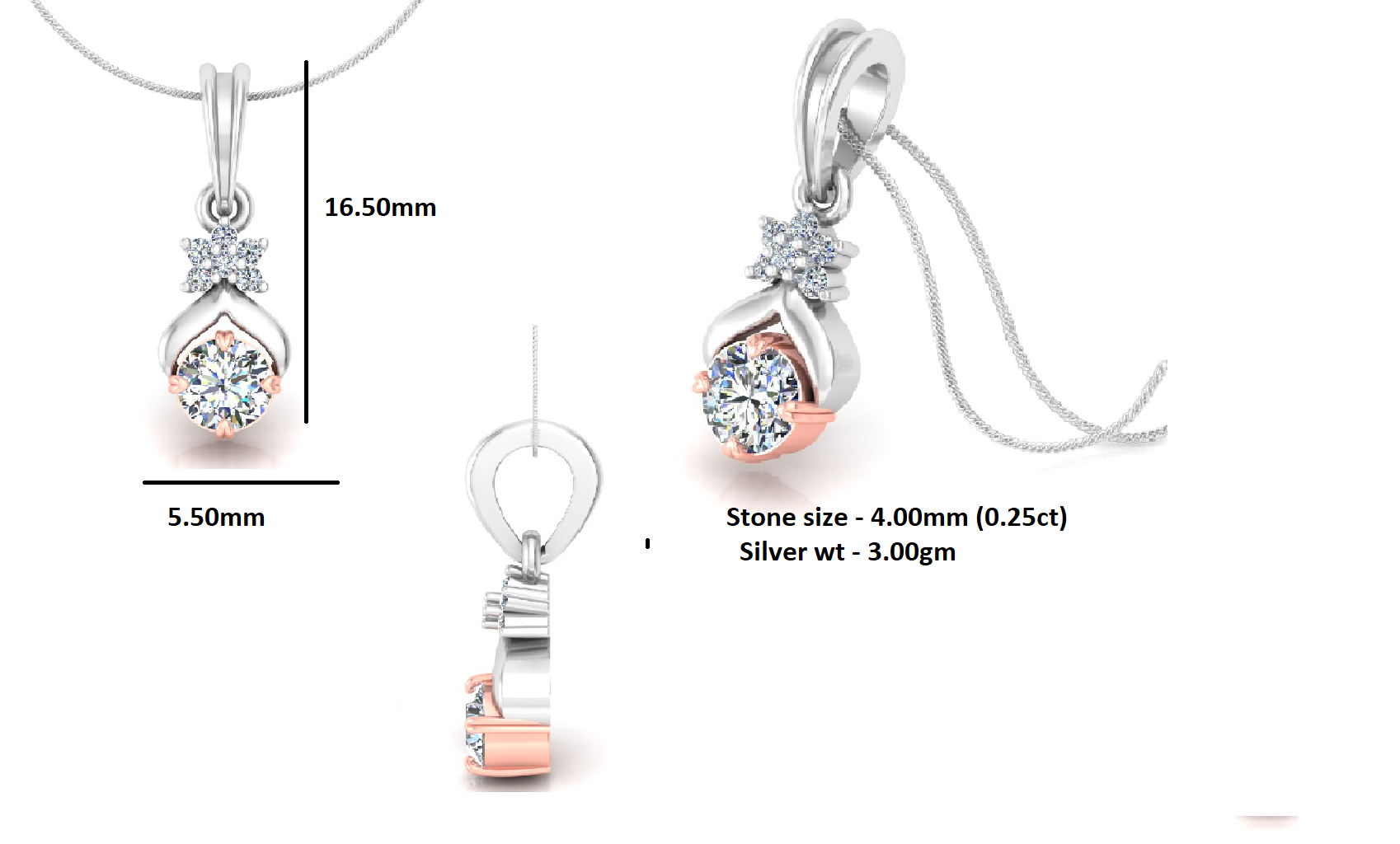 RKC মহিলা Moissanite 925 স্টার্লিং সিলভার দুল 14K হোয়াইট গোল্ড প্লেটেড