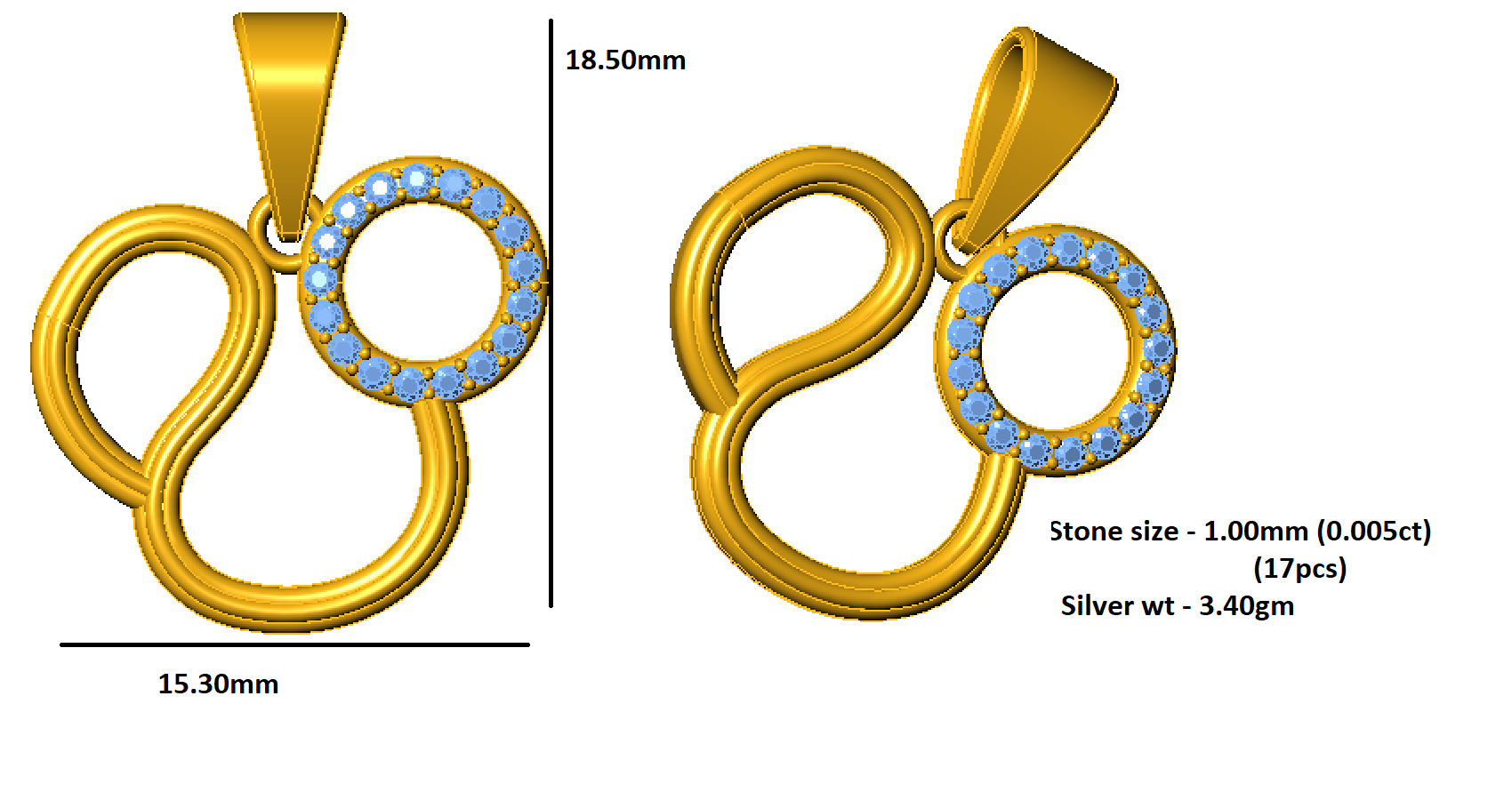 Ciondolo con segno del leone in moissanite da 0,085 ct RKC, gioielli in argento 925, placcato in oro rosa 14 carati, 3,40 g, altezza 18,50 mm