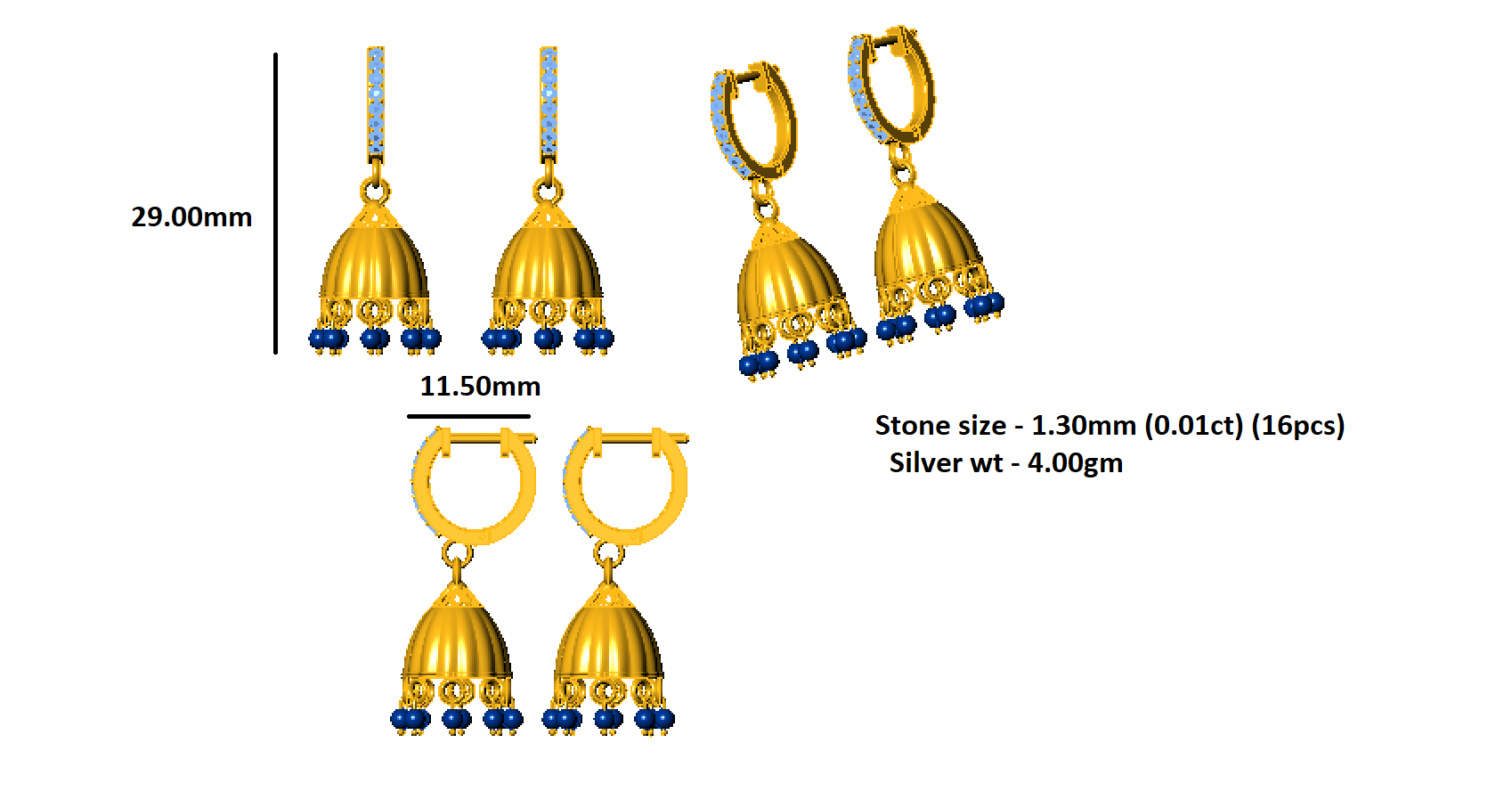 RKC 925 Sterling Silber Creolen-Clip für Damen-Ohrringe, 14-karätige Rose, Produktgewicht: 4,00 GM, Höhe: 29,00 mm