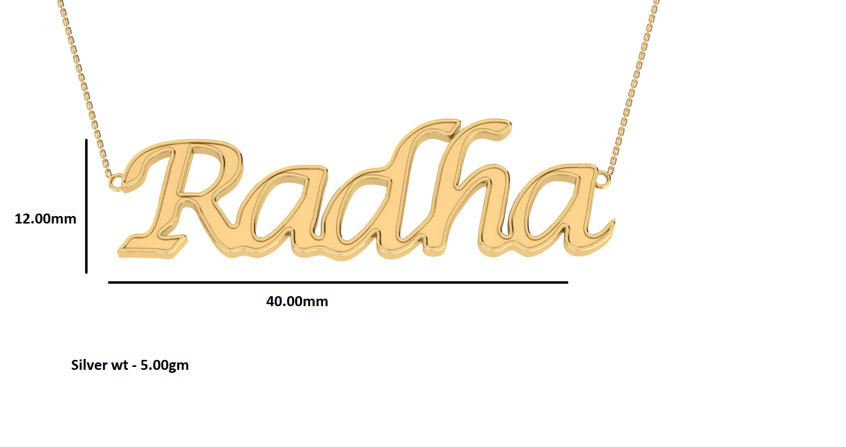 RKC Initial Customize Name Pendant Necklace 925 Silver 14k Yellow Gold Plated Weight 5gm And Length 12mm